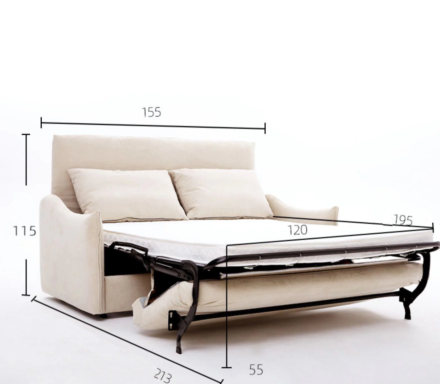 Acacia Foldable Sofa Bed with Mattress - Image 19