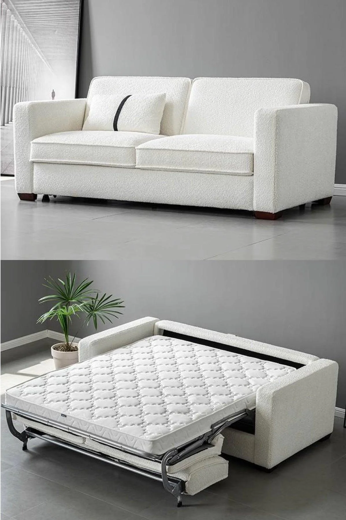 Allison Performance Boucle Foldable Sofa Bed with Mattress - Image 9