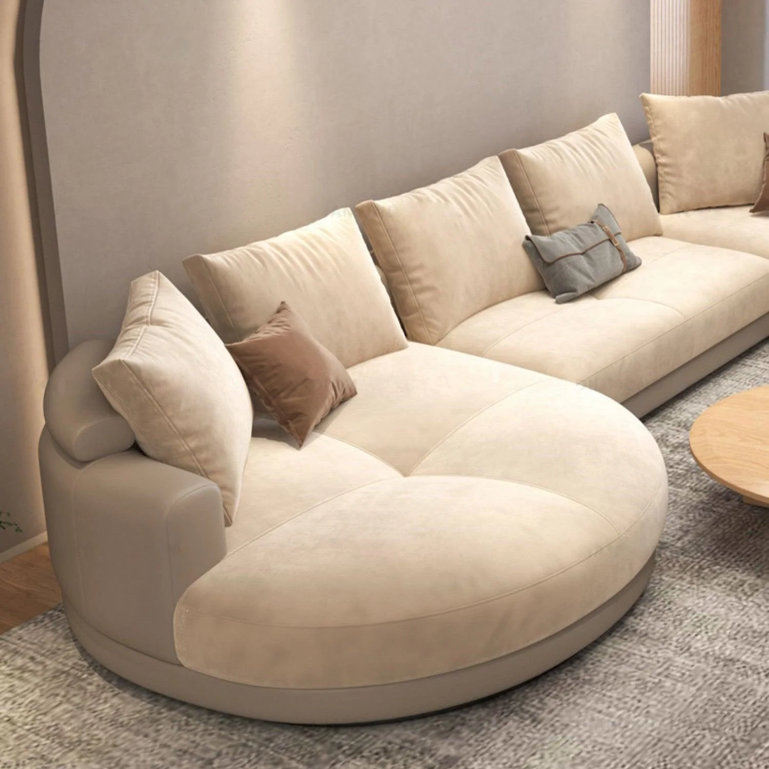 Alyssa Designer Sectional Round Chaise Sofa - Image 7
