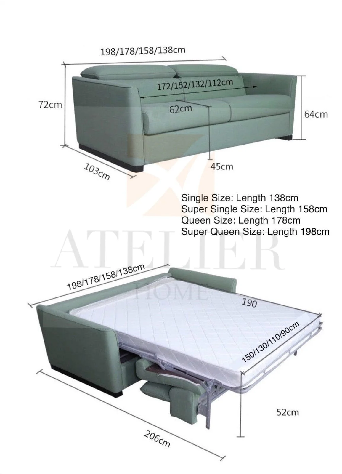 Anthonia Foldable Sofa Bed with Mattress - Image 26
