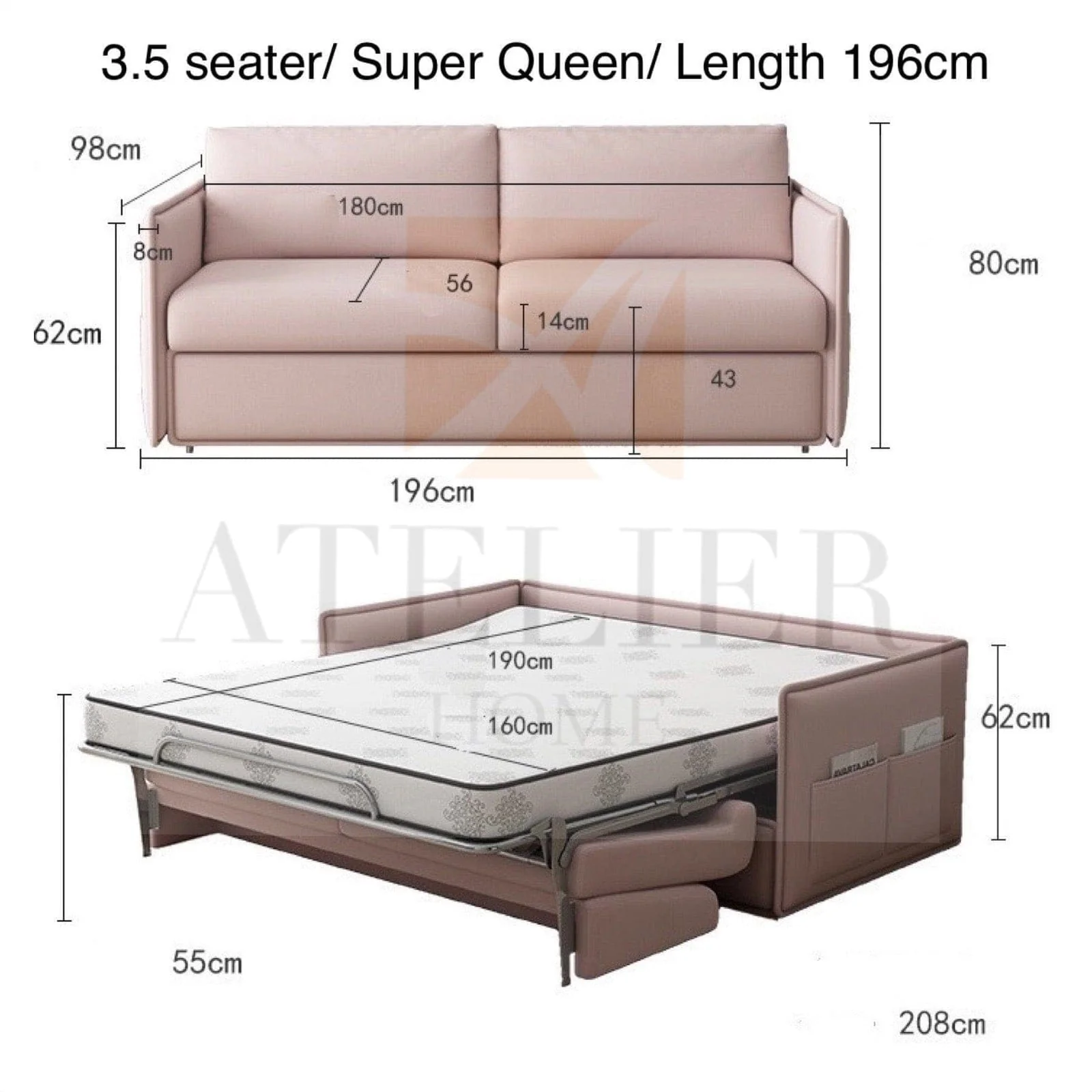 Ariel Foldable Sofa Bed with Mattress - Image 26