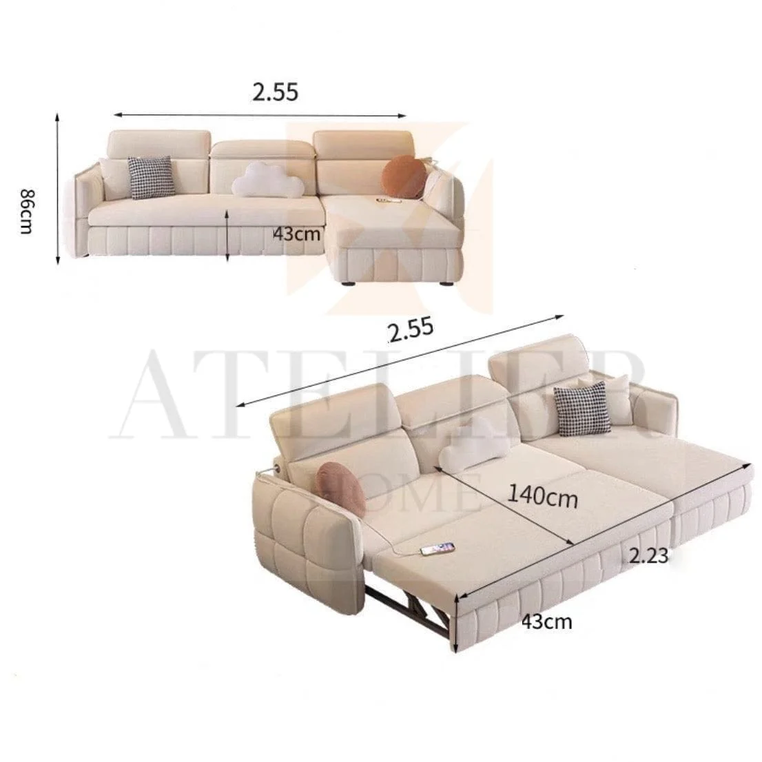 Ariyo Scratch Resistant Storage Sofa Bed - Image 14