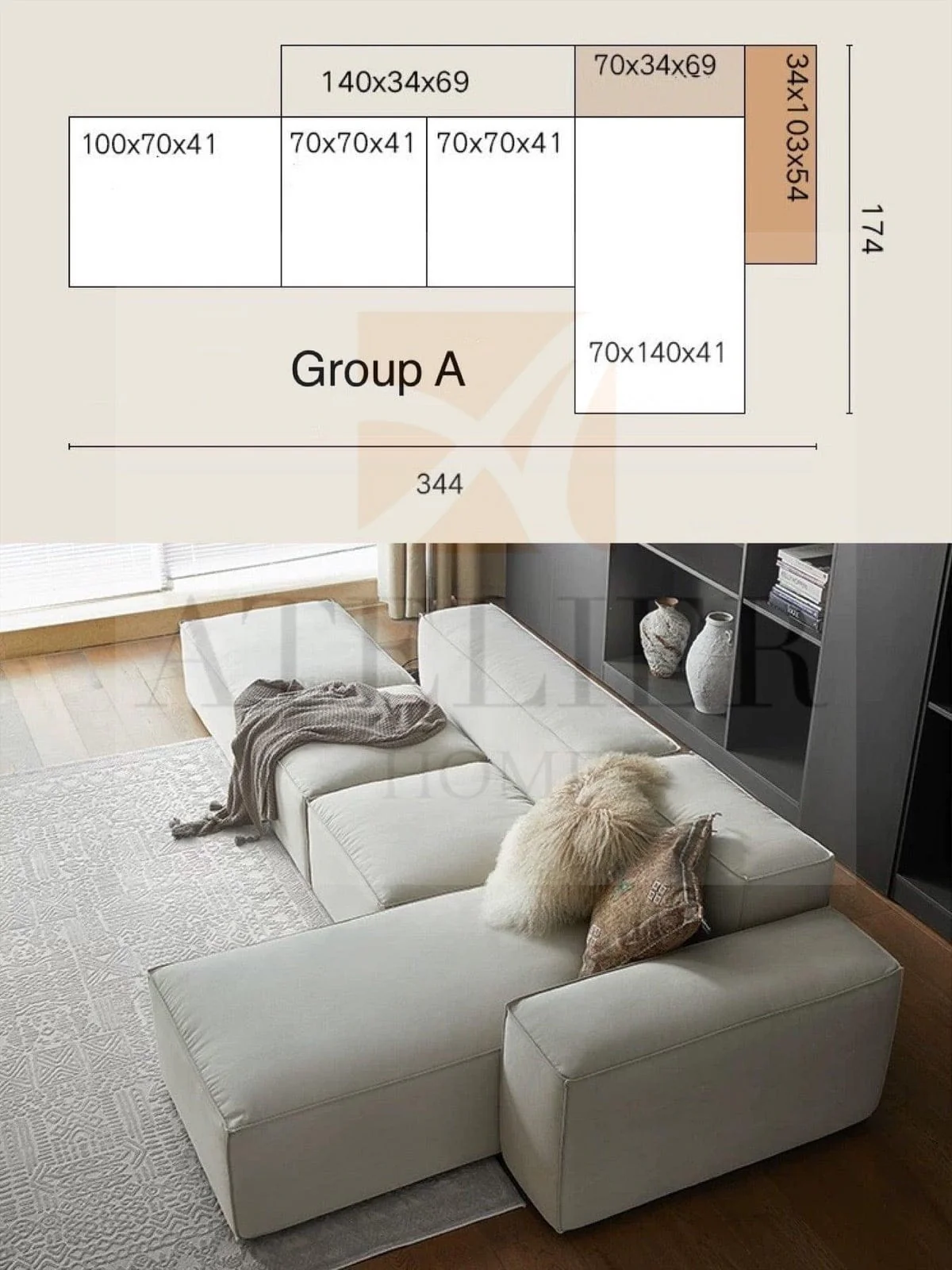 Cavella Sectional Island L-Shape Sofa - Image 14