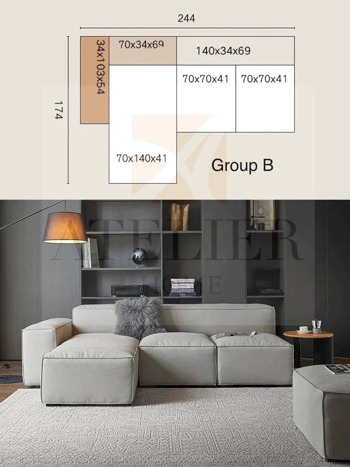 Cavella Sectional Island L-Shape Sofa - Image 15