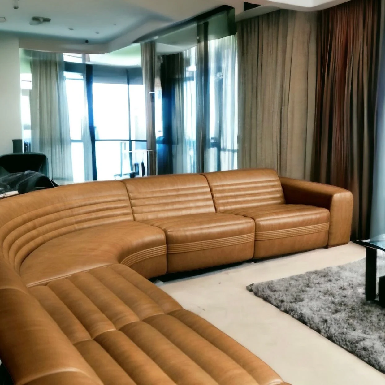 Evan Sectional Curve Corner Sofa with Channel Tufting - Image 12