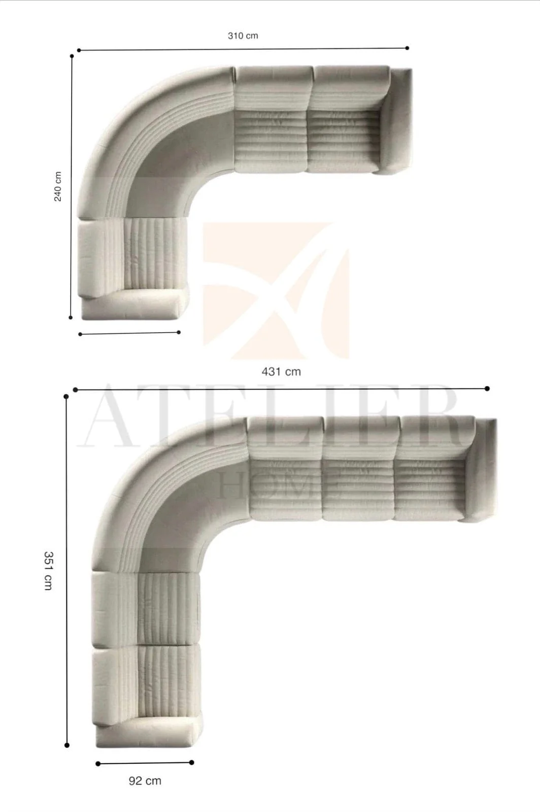 Evan Sectional Curve Corner Sofa with Channel Tufting - Image 16