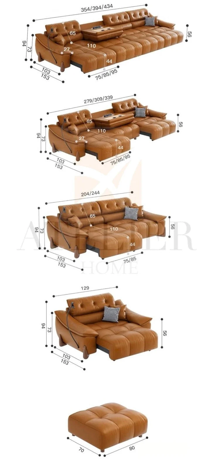 Monte Electric Motorized Leather Sofa Bed - Image 22