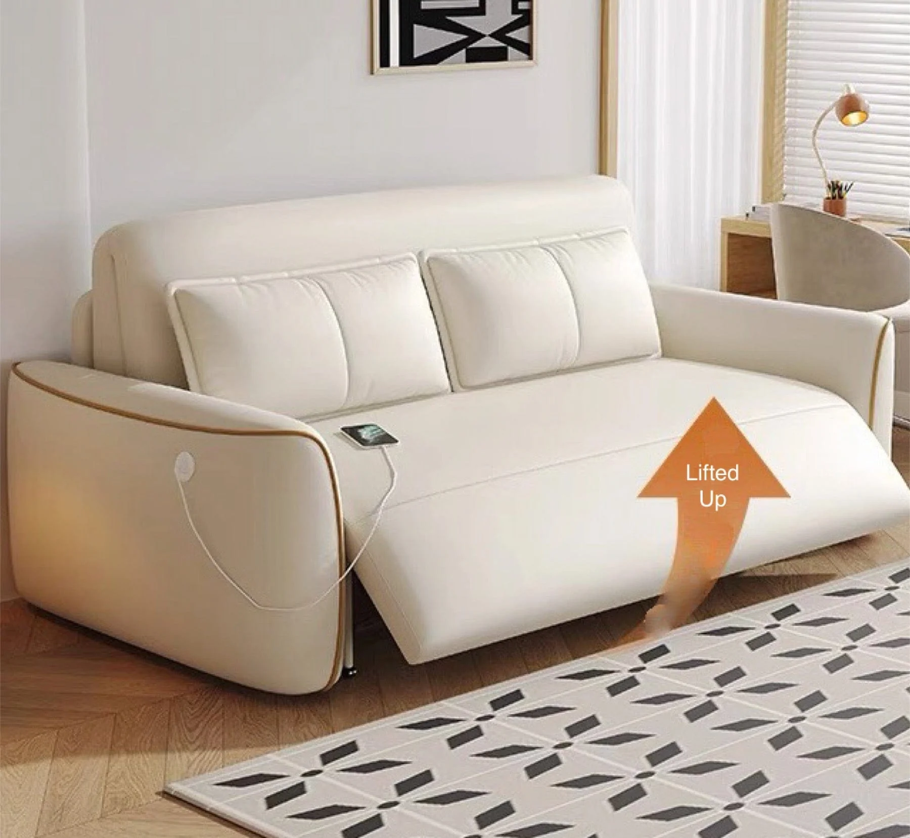 Norman Scratch Resistant Electric Sofa Bed with Charging Port - Image 2