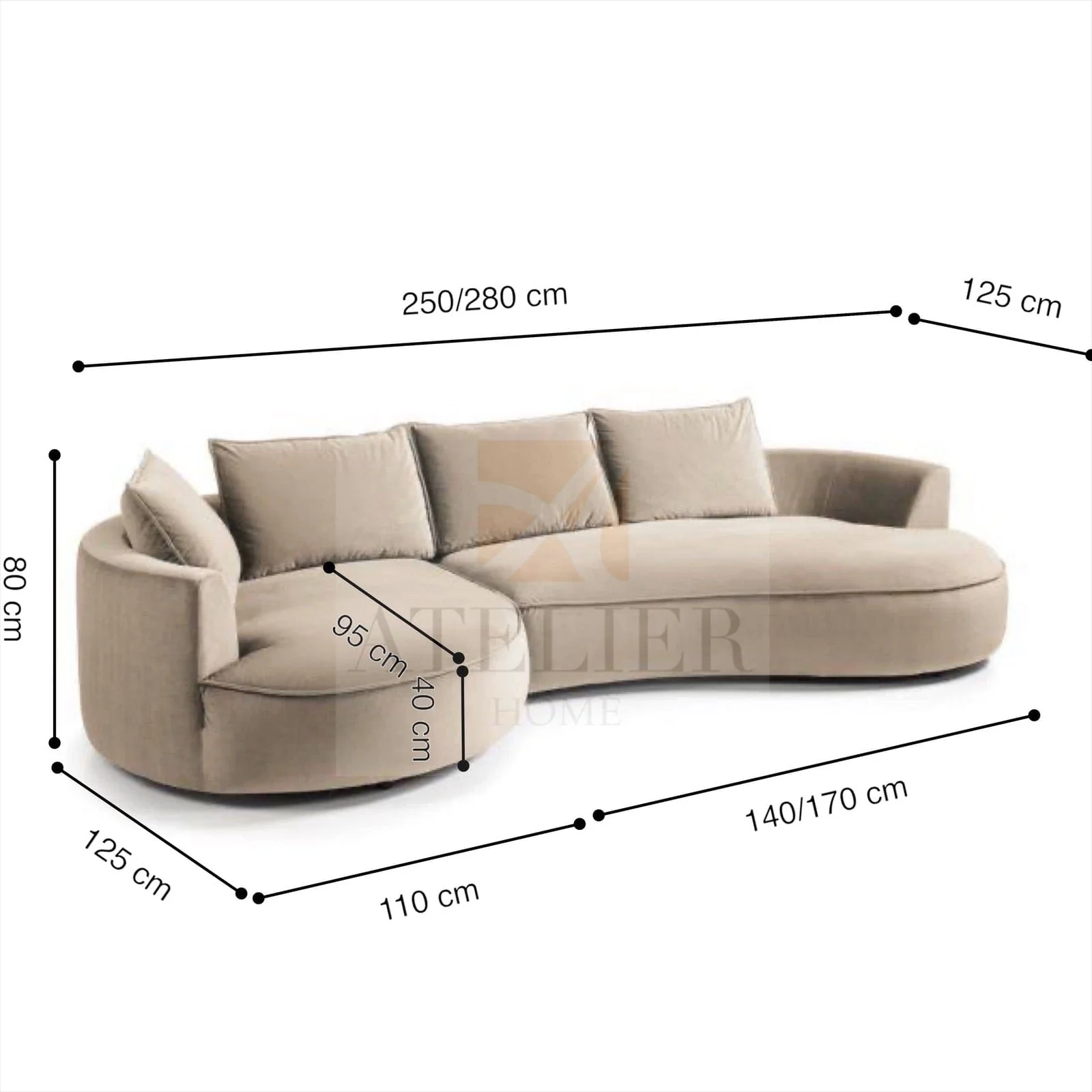 Riveria Sectional Curve Sofa - Image 37